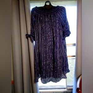 Dark navy dress striped pink blush size 12/14